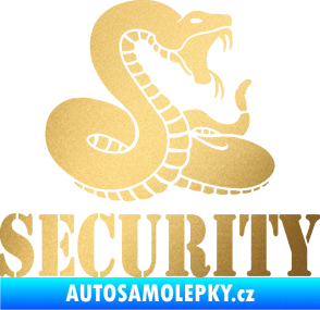 Samolepka Security hlídáno - pravá had zlatá metalíza