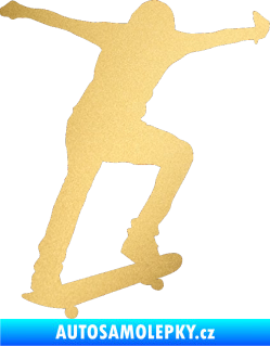 Samolepka Skateboard 006 pravá zlatá metalíza