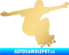 Samolepka Skateboard 014 pravá zlatá metalíza