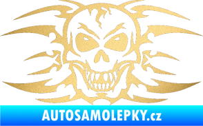 Samolepka Skeleton - lebka zlatá metalíza