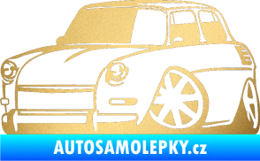 Samolepka Škoda 1000 karikatura levá zlatá metalíza