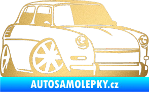 Samolepka Škoda 1000 karikatura pravá zlatá metalíza