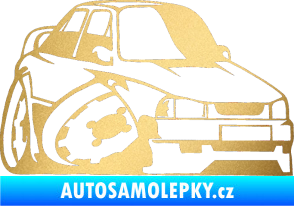 Samolepka Škoda 130 karikatura pravá zlatá metalíza