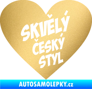 Samolepka Skvělý český styl srdce zlatá metalíza