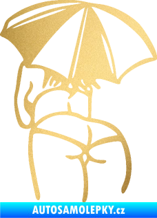 Samolepka Slečna s deštníkem levá zlatá metalíza