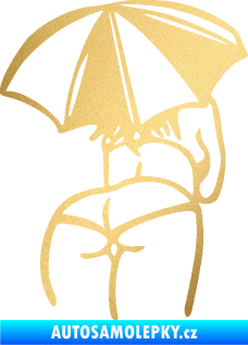 Samolepka Slečna s deštníkem pravá zlatá metalíza