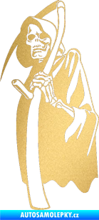 Samolepka Smrtka s kosou levá zlatá metalíza
