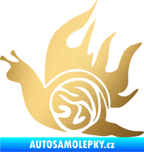 Samolepka Šnek s plameny levá zlatá metalíza