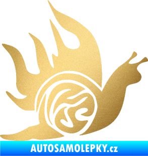 Samolepka Šnek s plameny pravá zlatá metalíza