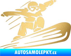 Samolepka Snowboard 014 pravá zlatá metalíza