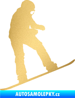 Samolepka Snowboard 030 pravá zlatá metalíza