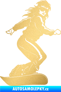 Samolepka Snowboard 036 pravá zlatá metalíza