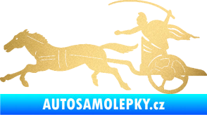 Samolepka Sparťanský bojovník 001 levá bojový vůz s koněm zlatá metalíza