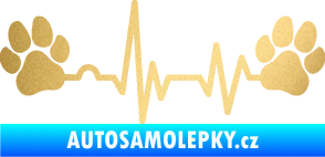 Samolepka Srdeční tep 004 tlapky zlatá metalíza