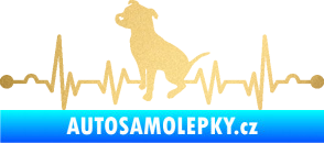 Samolepka Srdeční tep 007 levá pitbull zlatá metalíza