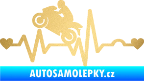 Samolepka Srdeční tep 013 levá motorkář zlatá metalíza