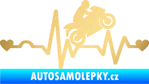 Samolepka Srdeční tep 013 pravá motorkář zlatá metalíza