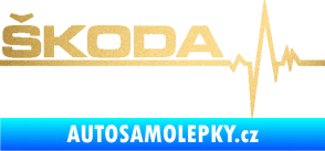 Samolepka Srdeční tep 034 levá Škoda zlatá metalíza