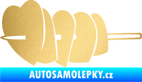 Samolepka Srdíčka na špejli levá zlatá metalíza