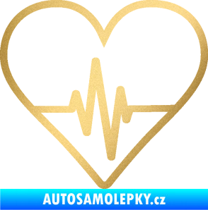 Samolepka Srdíčko 017 ekg křivka zlatá metalíza