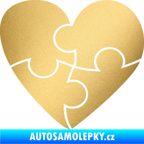 Samolepka Srdíčko 018 pravá puzzle zlatá metalíza