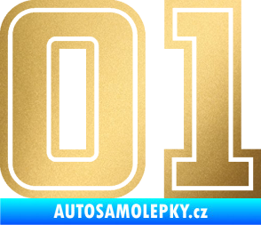 Samolepka Startovní číslo 01 typ 5 zlatá metalíza