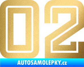 Samolepka Startovní číslo 02 typ 7 zlatá metalíza