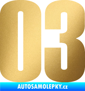 Samolepka Startovní číslo 03 typ 2   zlatá metalíza