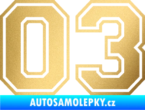 Samolepka Startovní číslo 03 typ 4 zlatá metalíza