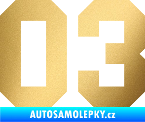 Samolepka Startovní číslo 03 zlatá metalíza
