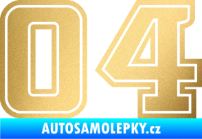 Samolepka Startovní číslo 04 typ 5 zlatá metalíza
