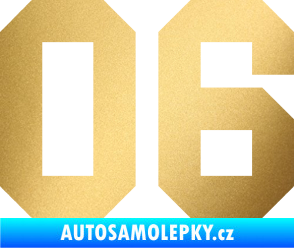 Samolepka Startovní číslo 06 zlatá metalíza