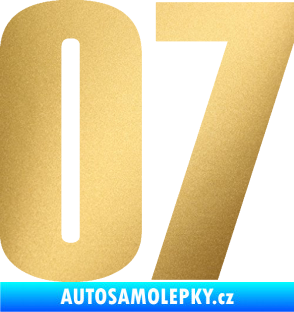 Samolepka Startovní číslo 07 typ 2   zlatá metalíza