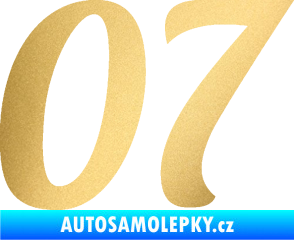 Samolepka Startovní číslo 07 typ 3 zlatá metalíza