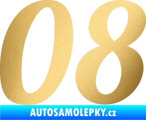 Samolepka Startovní číslo 08 typ 3 zlatá metalíza