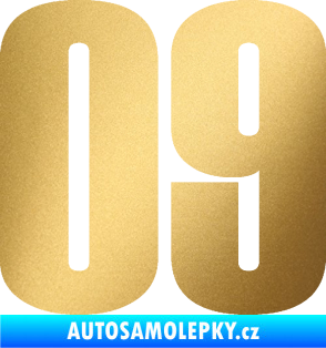 Samolepka Startovní číslo 09 typ 2    zlatá metalíza
