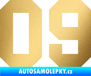 Samolepka Startovní číslo 09 zlatá metalíza