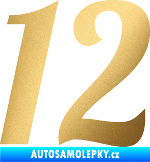 Samolepka Startovní číslo 12 typ 3    zlatá metalíza