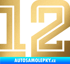Samolepka Startovní číslo 12 typ 7 zlatá metalíza