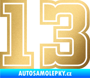 Samolepka Startovní číslo 13 typ 5 zlatá metalíza