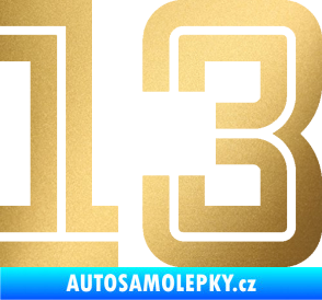 Samolepka Startovní číslo 13 typ 7 zlatá metalíza