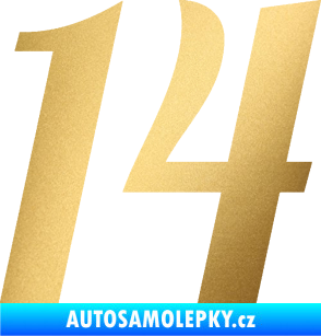 Samolepka Startovní číslo 14 typ 3      zlatá metalíza
