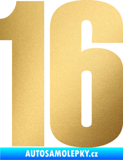 Samolepka Startovní číslo 16 typ 2   zlatá metalíza