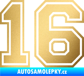 Samolepka Startovní číslo 16 typ 4 zlatá metalíza