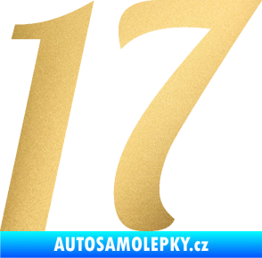 Samolepka Startovní číslo 17 typ 3        zlatá metalíza
