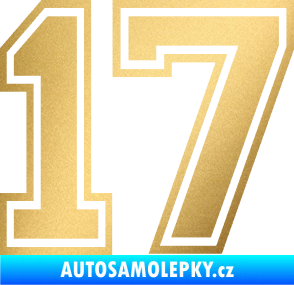 Samolepka Startovní číslo 17 typ 4 zlatá metalíza