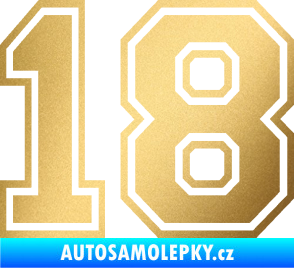 Samolepka Startovní číslo 18 typ 4 zlatá metalíza