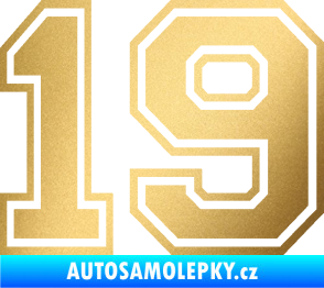Samolepka Startovní číslo 19 typ 4 zlatá metalíza