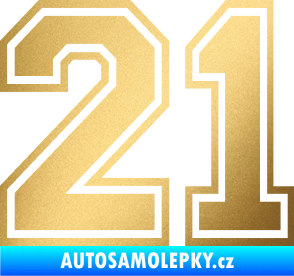 Samolepka Startovní číslo 21 typ 4 zlatá metalíza