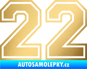 Samolepka Startovní číslo 22 typ 4 zlatá metalíza